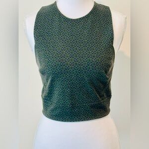 Green Geometric Zip-Back Crop Top 💚